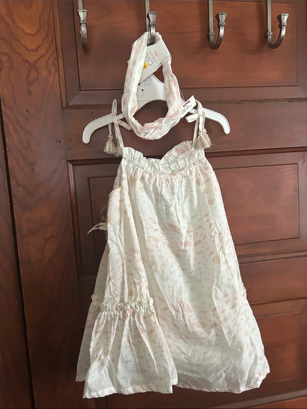 C&C California Cream Sundress with Tassel Straps